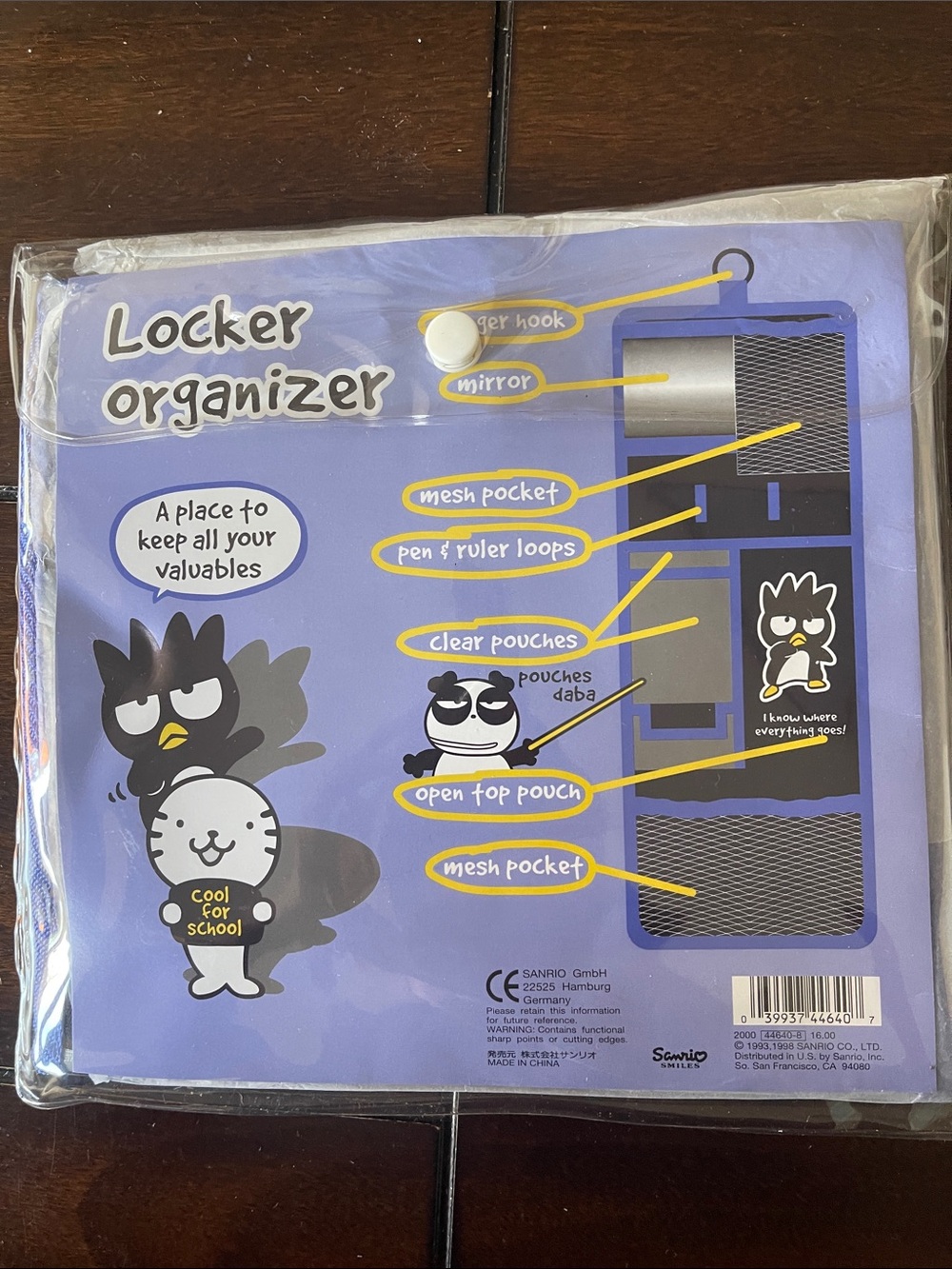 vintage Sanrio hanging locker organizer featuring the character Badtz-Maru
